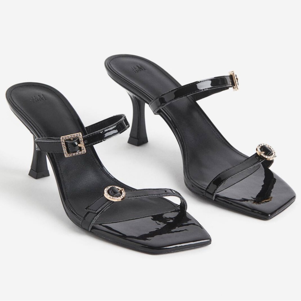H&M Glossy Black Strappy Heels